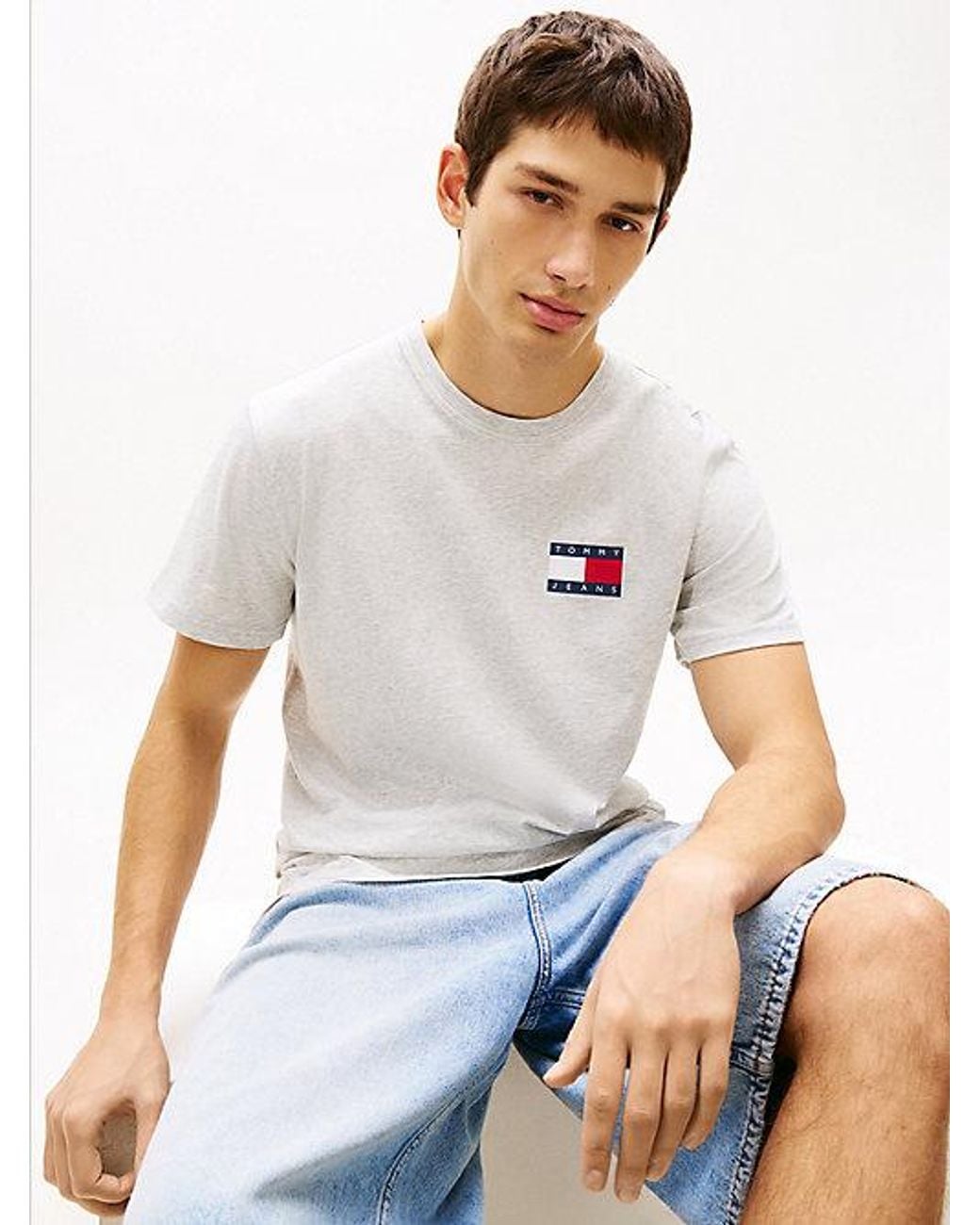 Tommy Hilfiger White Logo Slim Jersey Crew Neck T-Shirt for men