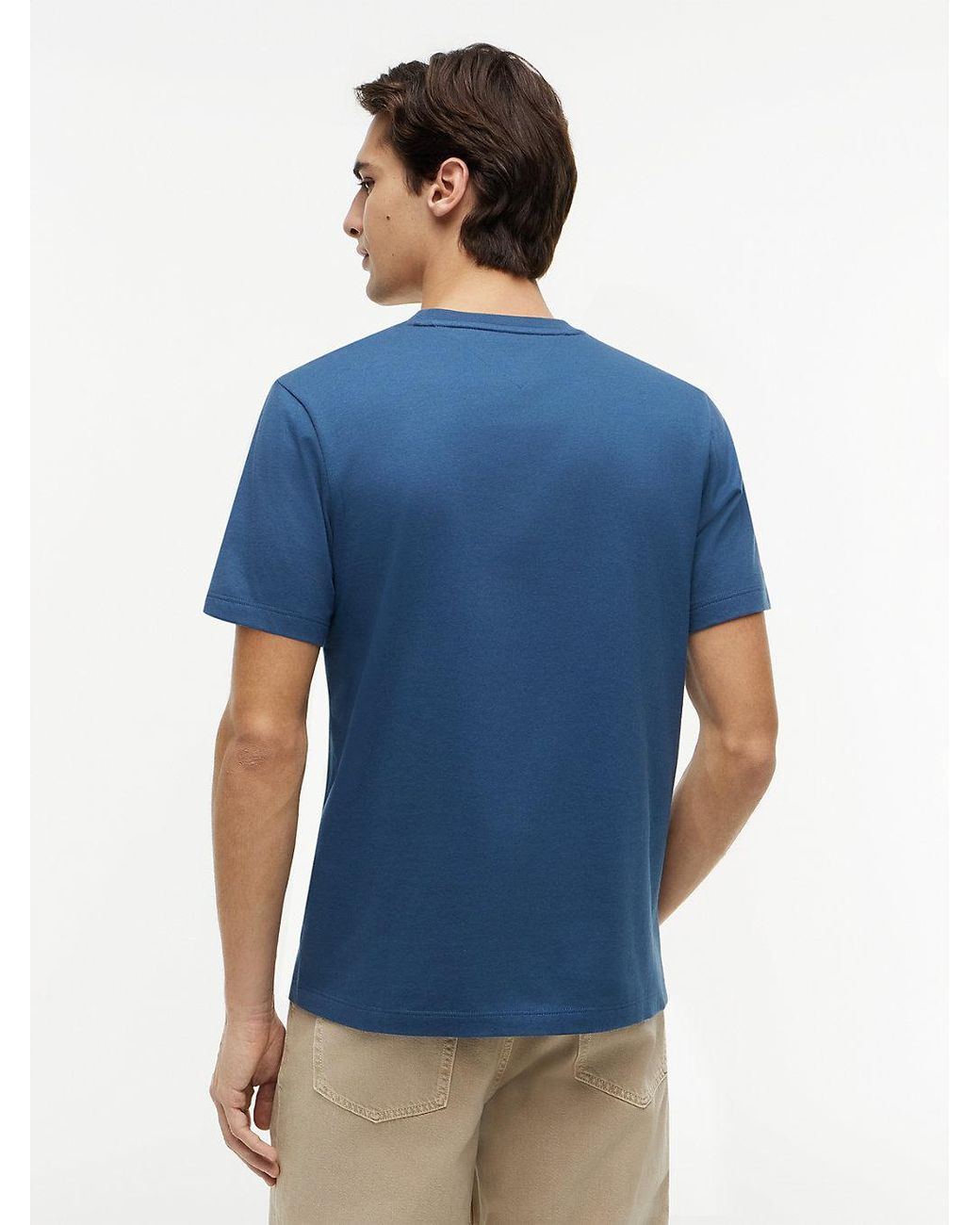 Tommy Hilfiger Blue Flag Embroidery Crew Neck T-Shirt for men