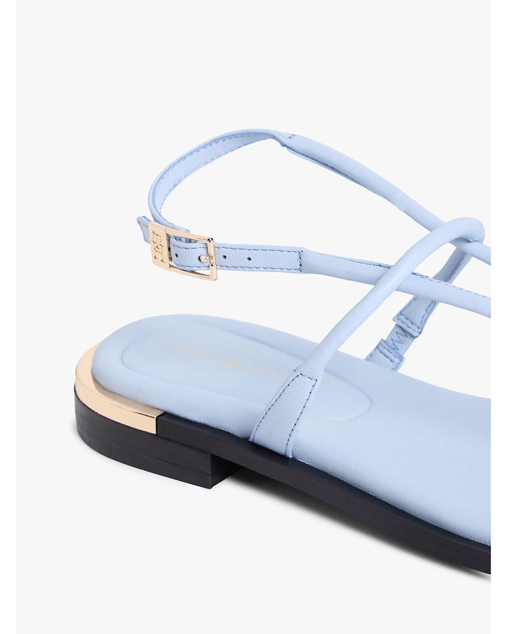 Tommy Hilfiger White Leather Th Monogram-Tone Heel Sandals
