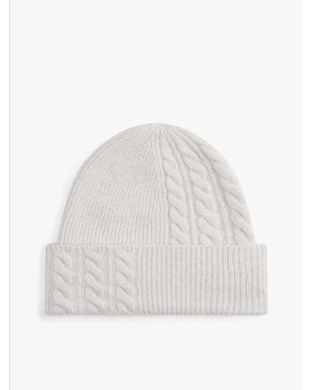 Tommy Hilfiger White Chic Fluffy Beanie With Wool