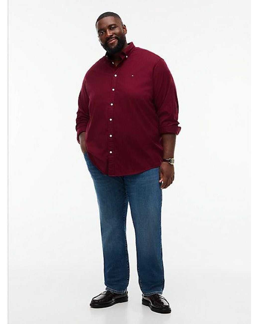 Tommy Hilfiger Red Plus Regular Fit Flex Flannel Shirt for men