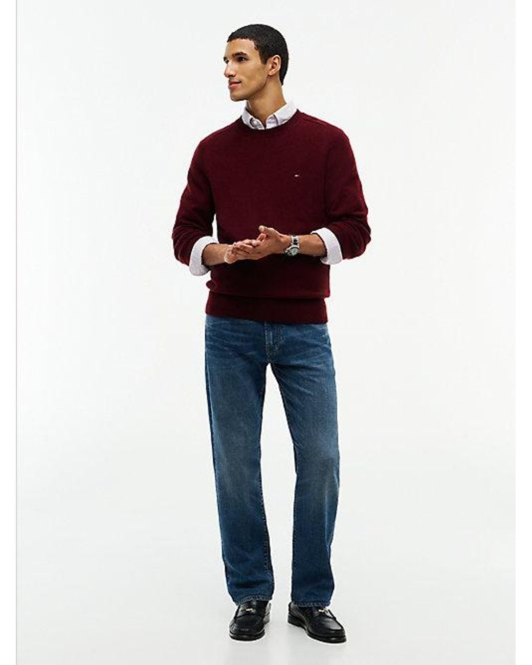Tommy Hilfiger Red Pure Lambswool Crew Neck Jumper for men