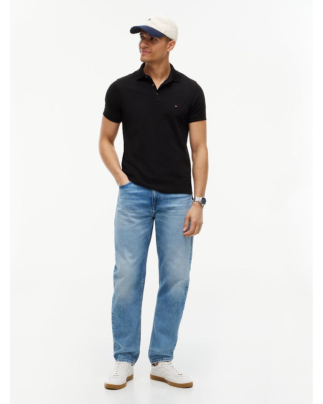 Tommy Hilfiger Black 1985 Slim Fit Pique Polo Shirt for men