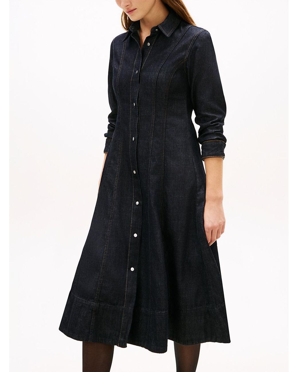 Tommy Hilfiger Black Denim Midi Shirt Dress