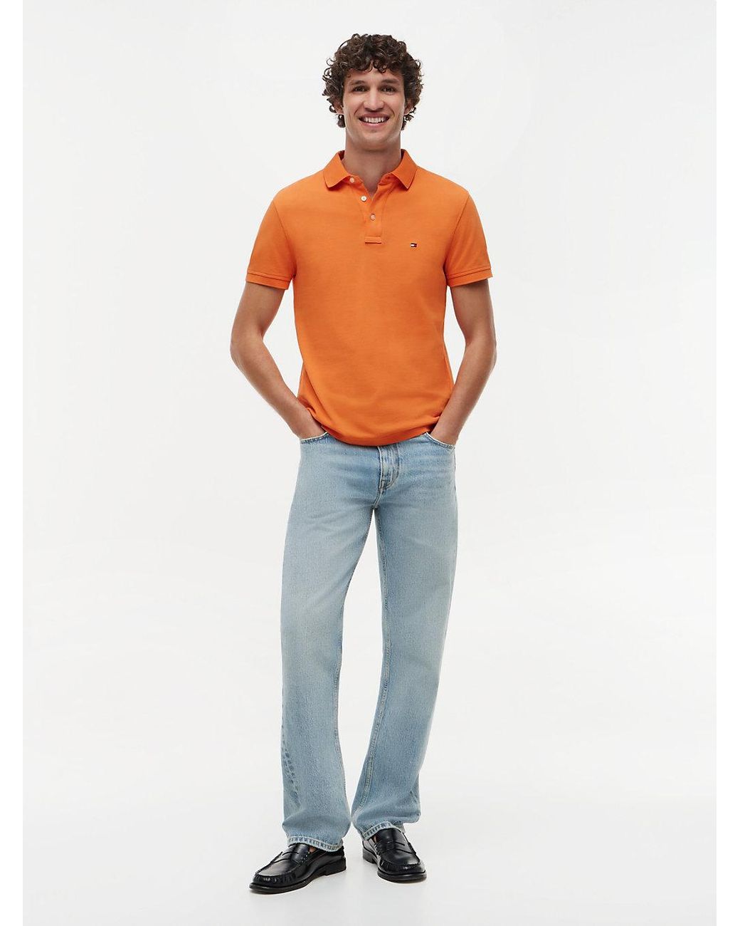 Tommy Hilfiger Red 1985 Slim Fit Pique Polo Shirt for men