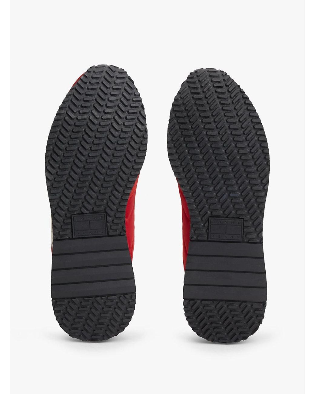 Tommy Hilfiger Red Suede Mixed Texture Trainers for men