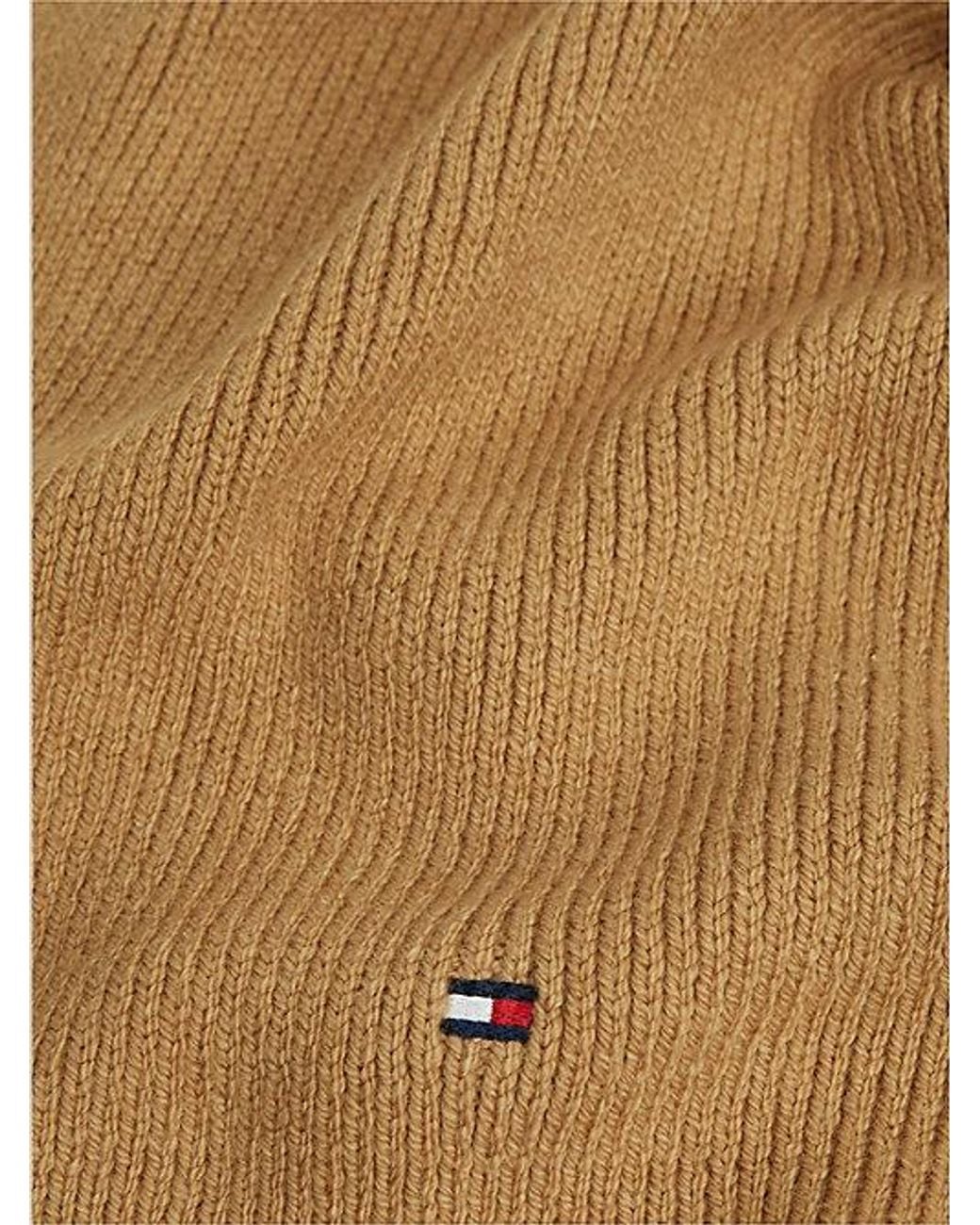 Tommy Hilfiger Natural Hilfiger Flag Knit Scarf With Wool