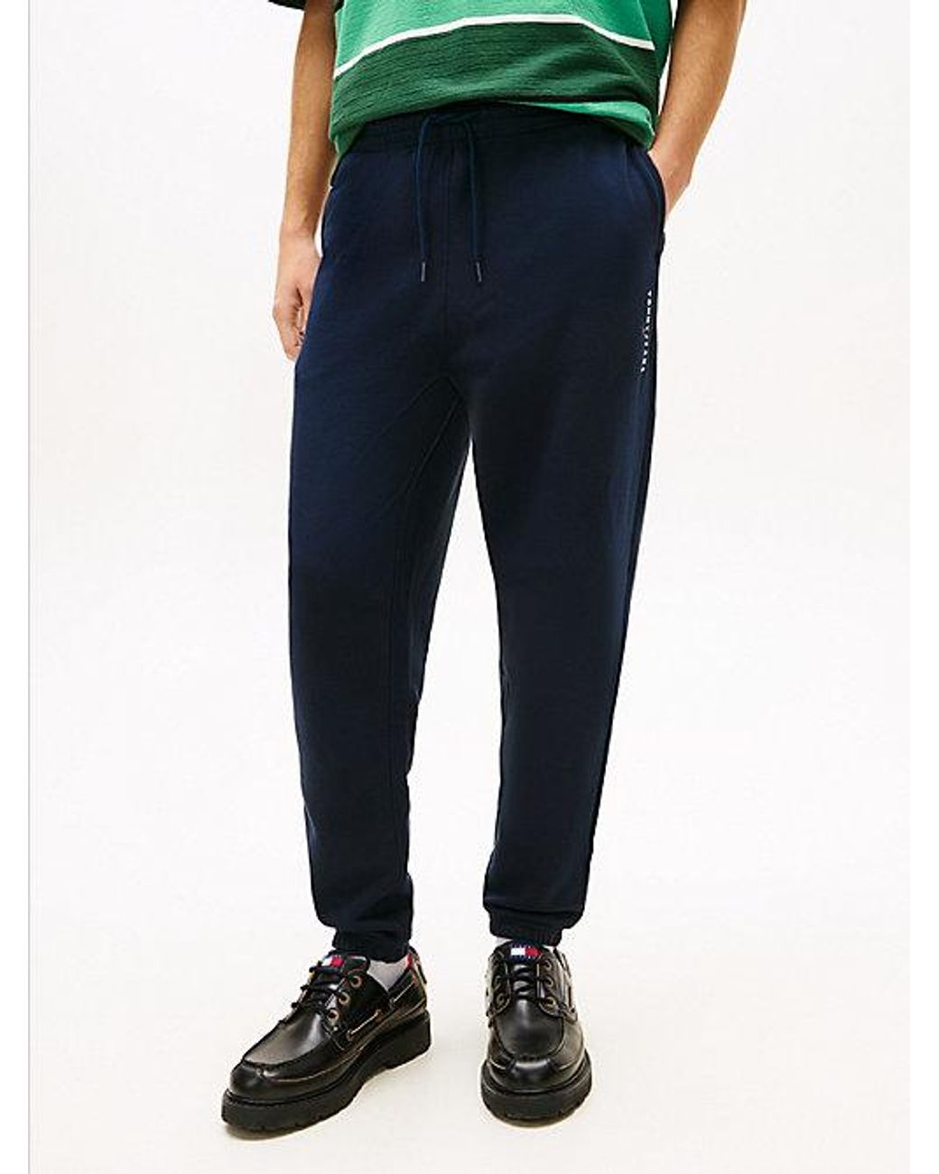 Tommy Hilfiger Fleece Joggingbroek Met Trekkoord En Logo in het Blue voor heren