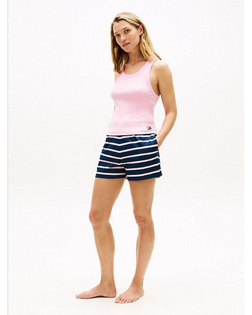 Tommy Hilfiger White Heritage Ribbed Racerback Lounge Tank Top