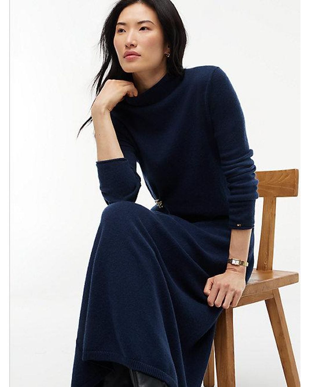Tommy Hilfiger Blue Logo Hardware Pure Wool Relaxed Dress