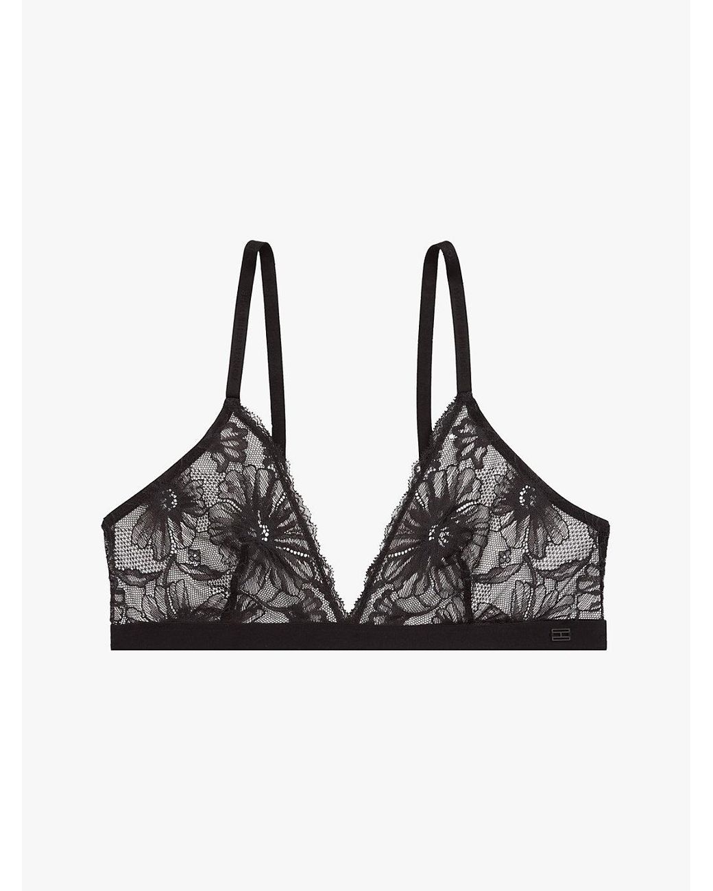 Tommy Hilfiger Black Floral Lace Triangle Bra