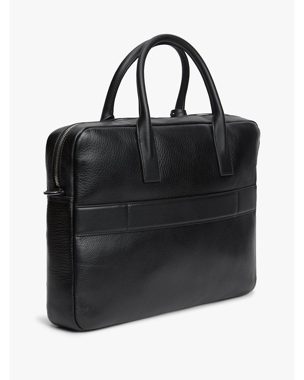 Tommy Hilfiger Black Th Business Premium Leather Laptop Bag for men