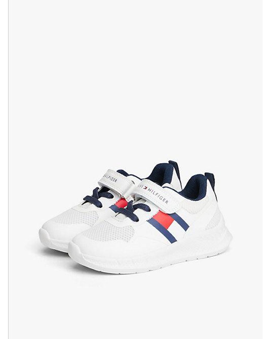 Tommy Hilfiger White Hook And Loop Mesh Trainers