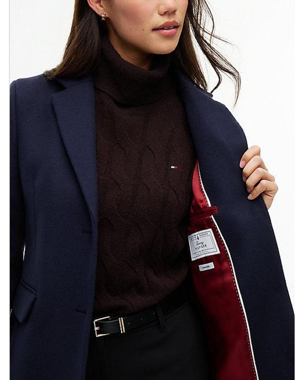 Tommy Hilfiger Blue Manteco Wool Blend Slim Single Breasted Coat