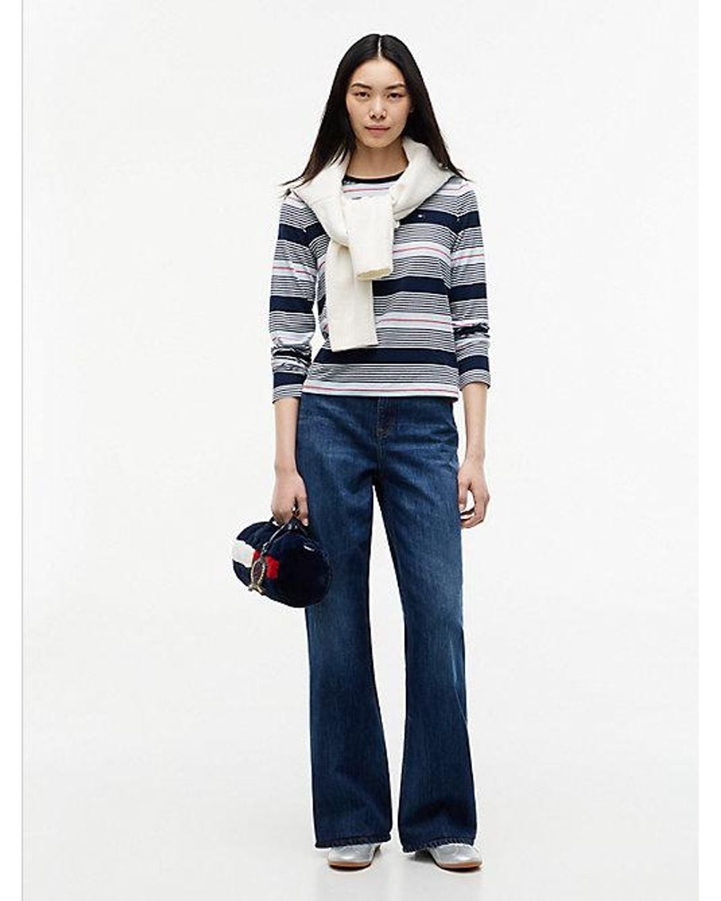 Tommy Hilfiger Blue Flag Embroidery Jersey Long Sleeve T-Shirt