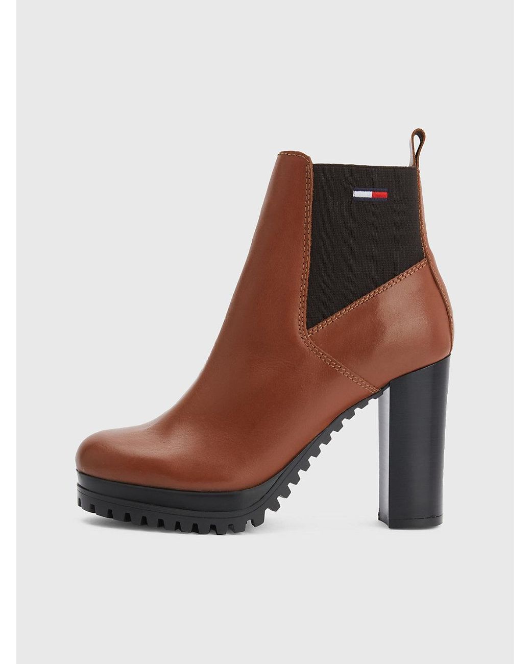 Tommy Hilfiger Essential High Heel Cleat Boots in Brown | Lyst UK