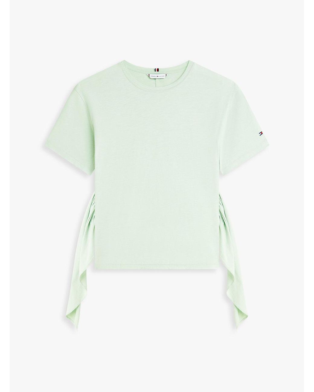 Tommy Hilfiger White Self-Tie Textured Relaxed Crew Neck T-Shirt
