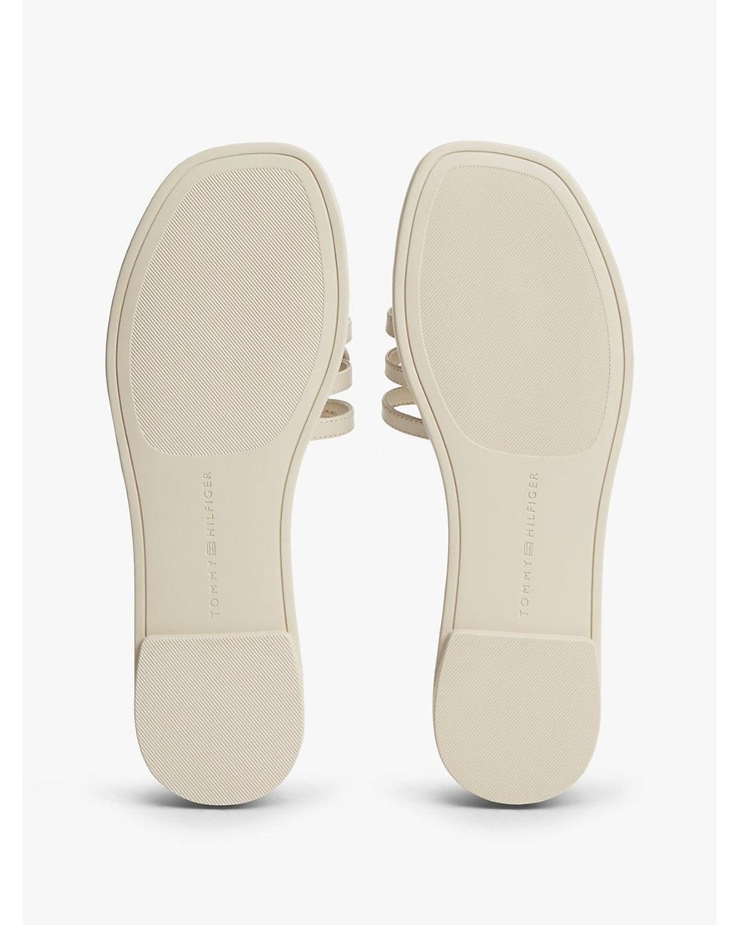 Tommy Hilfiger Natural Logo Strap Leather Mules