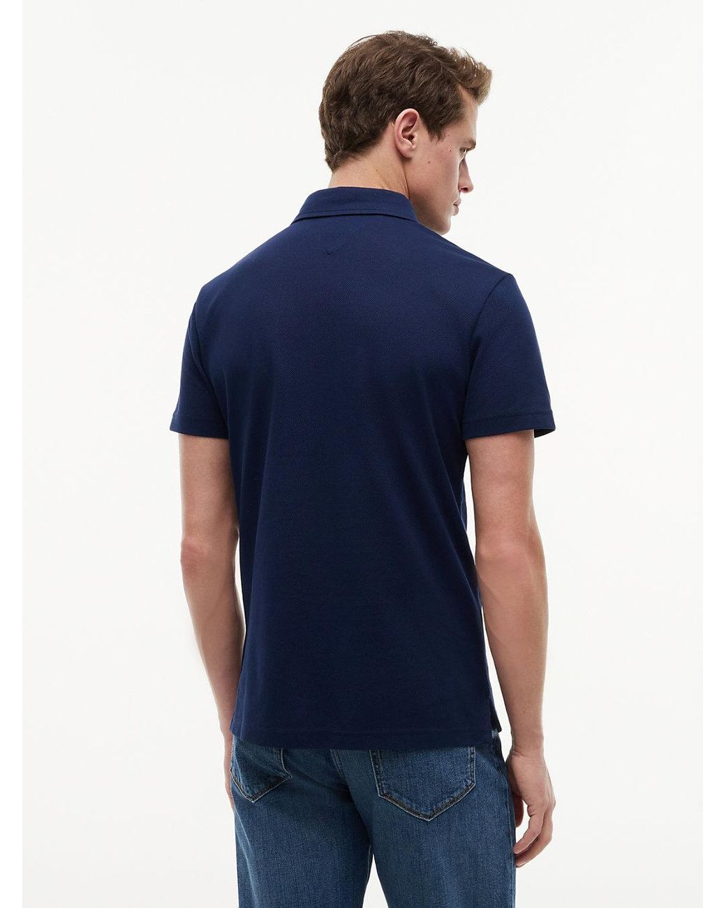 Tommy Hilfiger Blue Regular Fit Mesh Jersey Polo Shirt for men