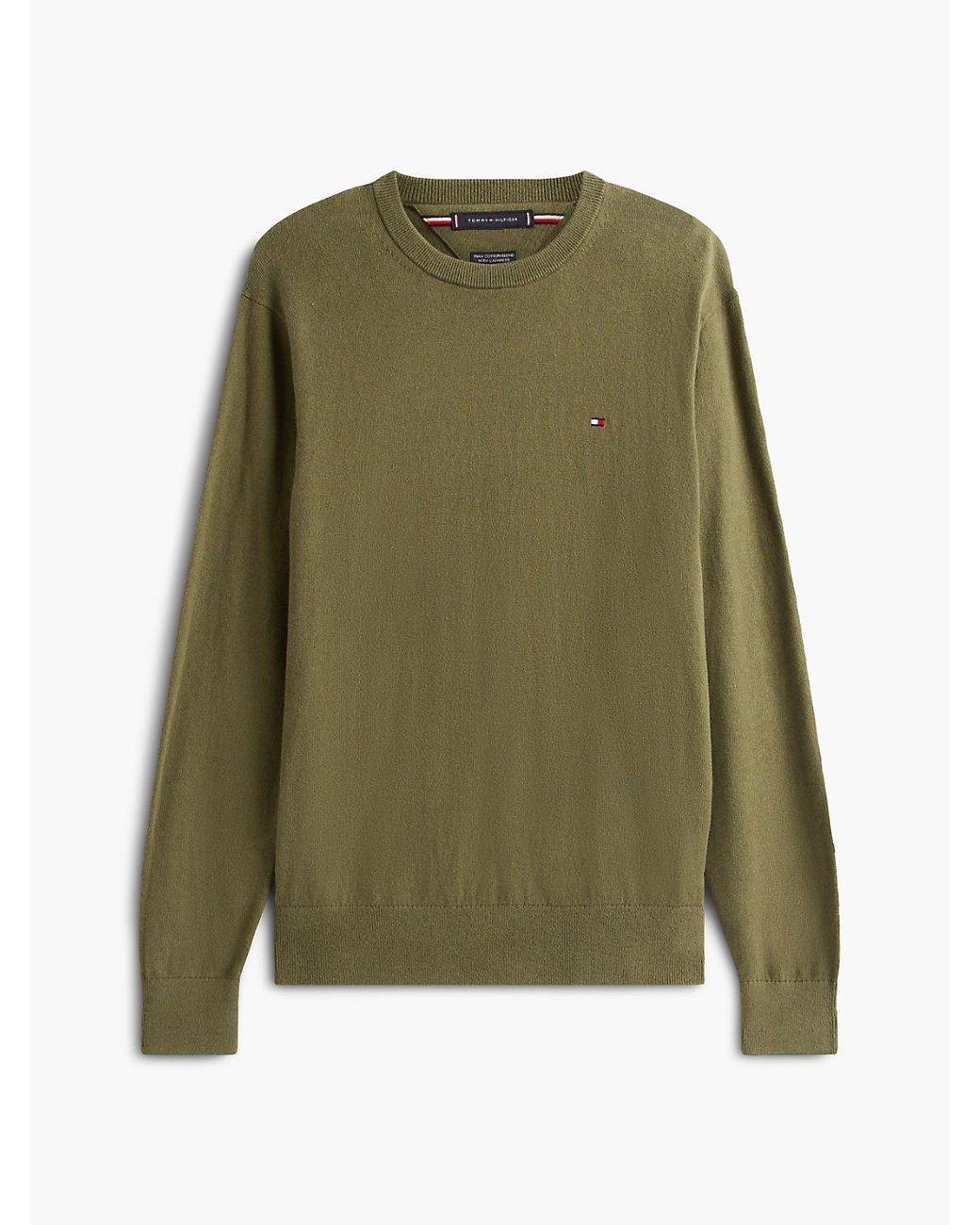 Tommy Hilfiger Green Crew Neck Jumper With Cashmere for men