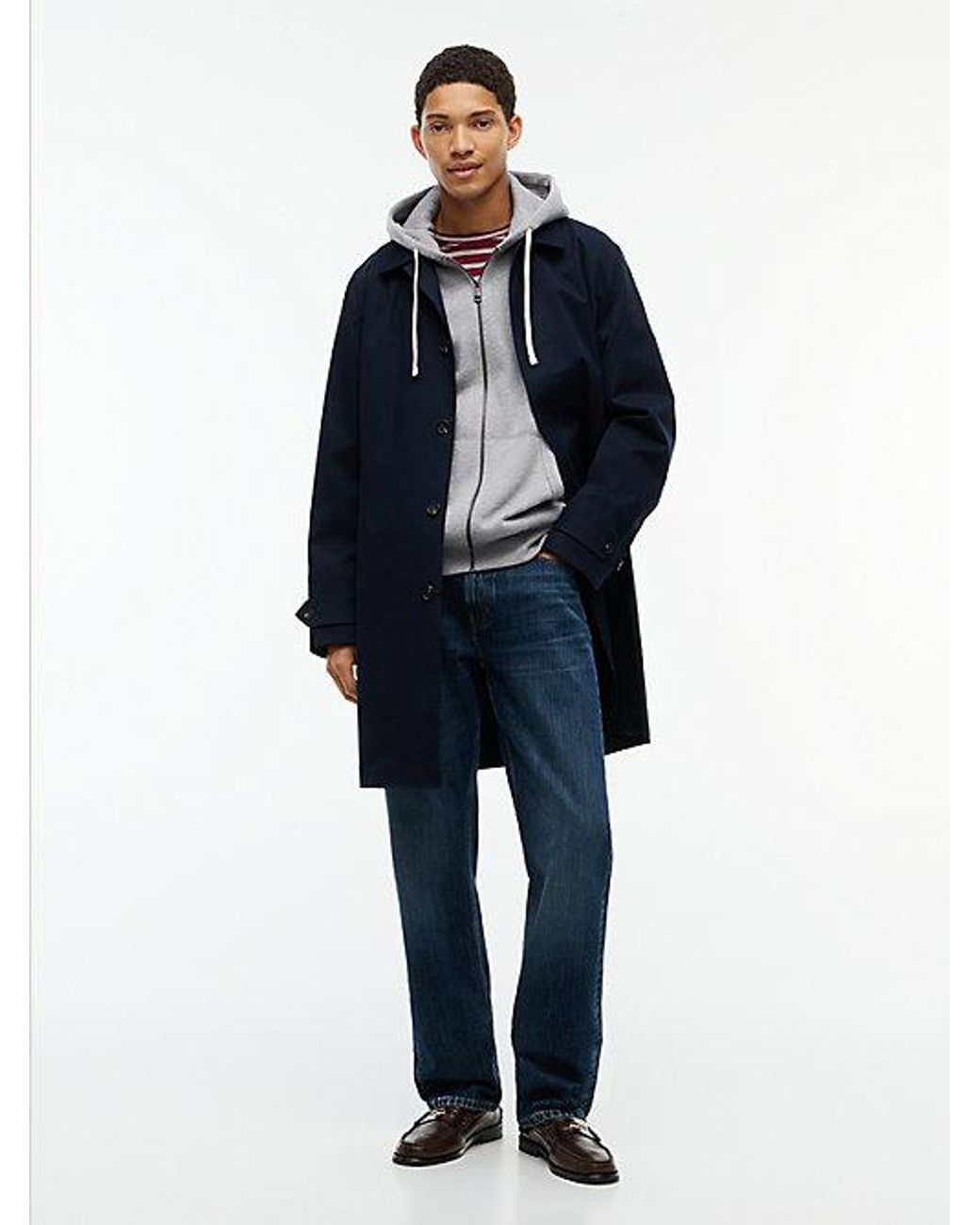 Tommy Hilfiger Gray Flag Embroidery Fleece Zip Thru Hoody for men