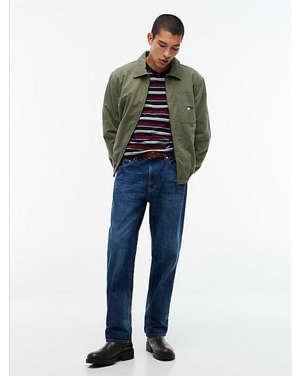 Tommy Hilfiger Blue Tommy Jeans Badge Stripe Oversized Jersey T-Shirt for men