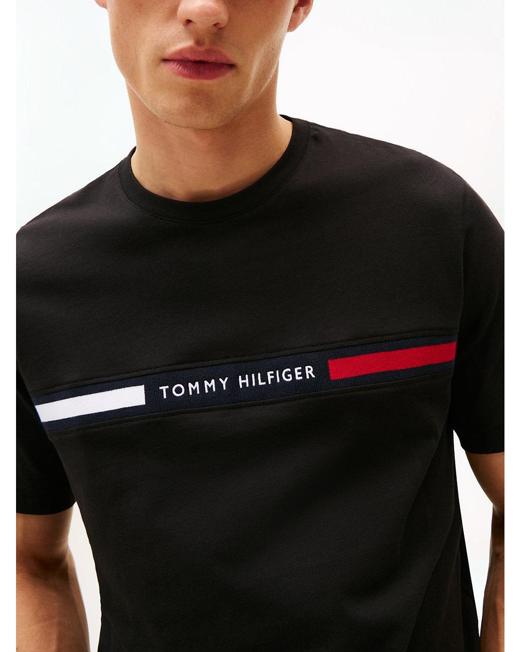 Tommy Hilfiger Black Logo Embroidery Insert T-Shirt for men