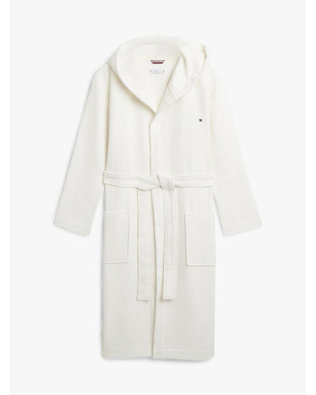 Tommy Hilfiger White Essential Waffle Knit Bathrobe