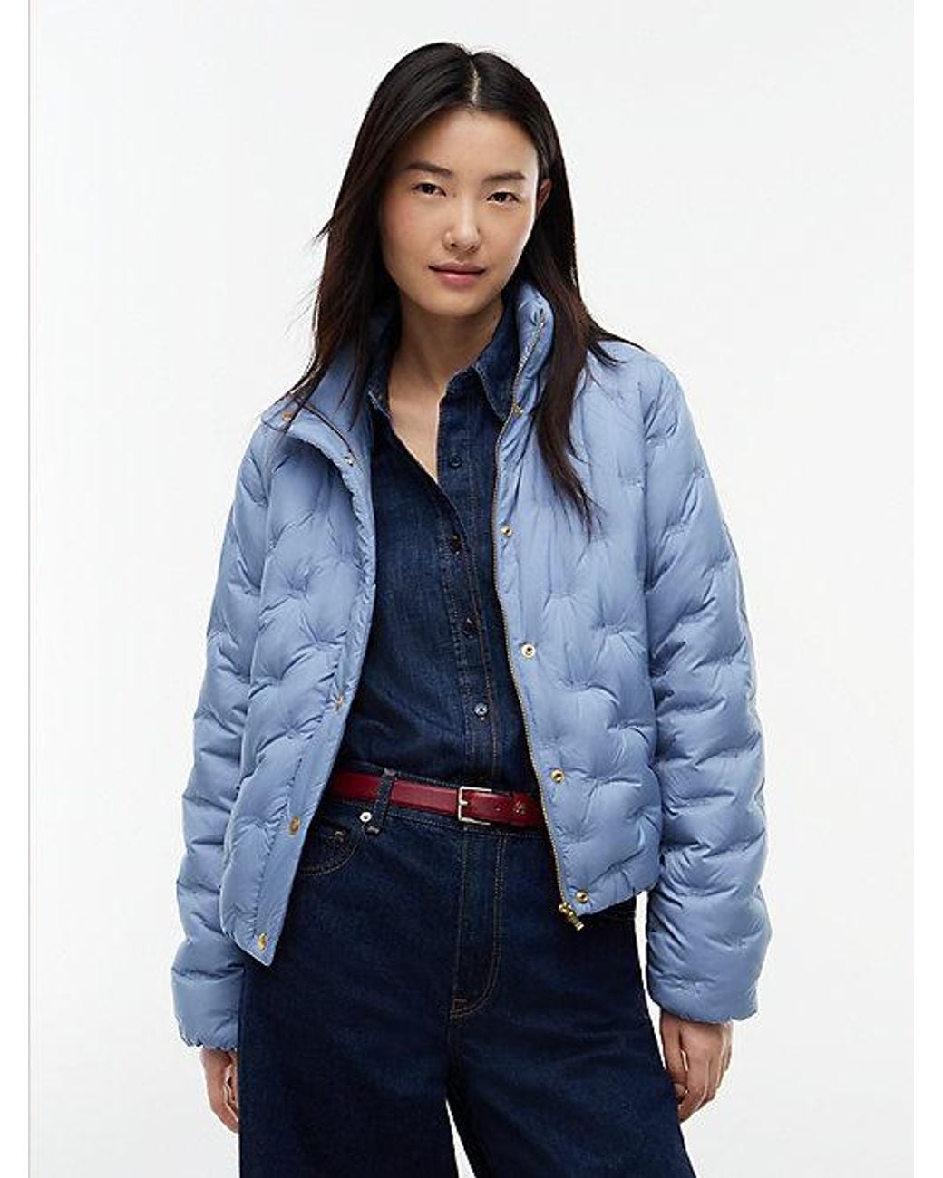 Tommy Hilfiger Blue Tone Button Flag Down Quilted Jacket