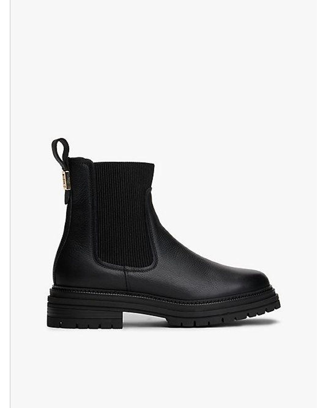 Tommy Hilfiger Black Pebble Grain Leather Warm Lined Chelsea Boots