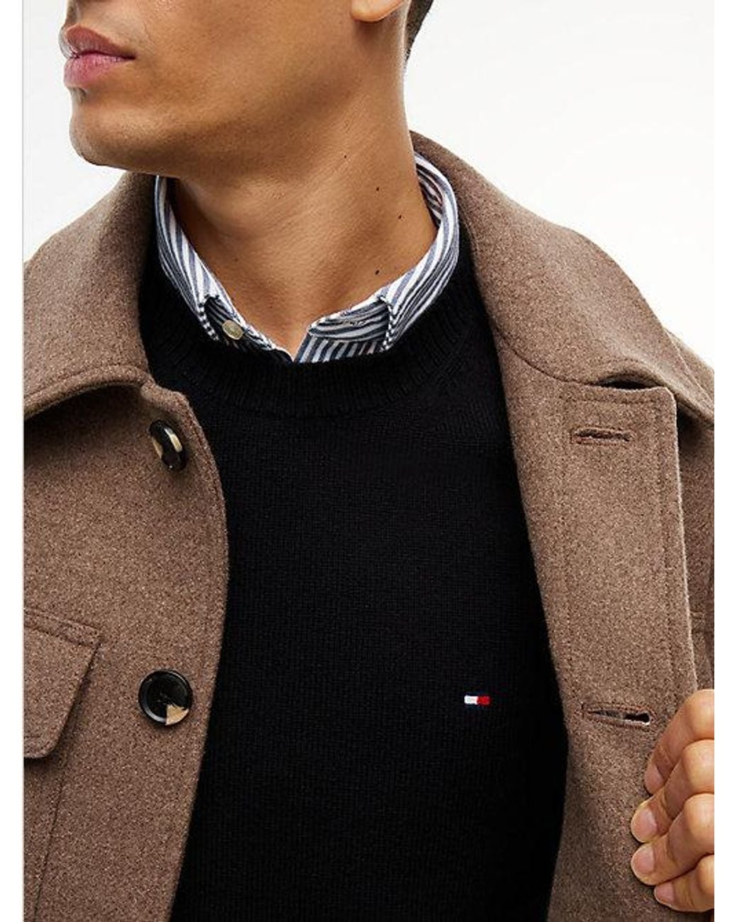 Tommy Hilfiger Black Pure Lambswool Crew Neck Jumper for men