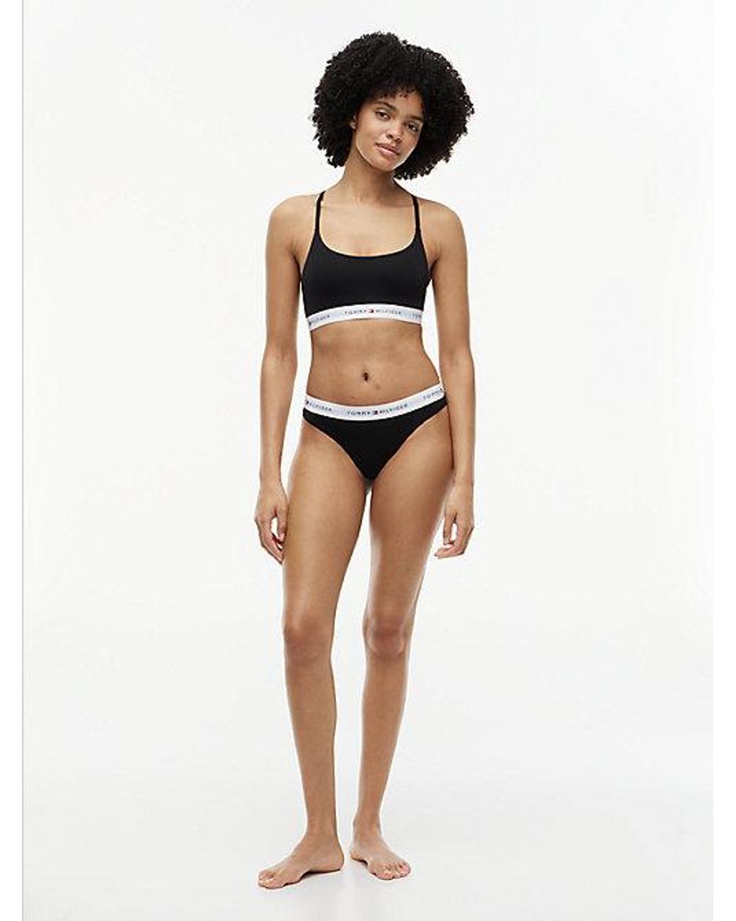 Tommy Hilfiger White Signature Logo Microfibre Thong