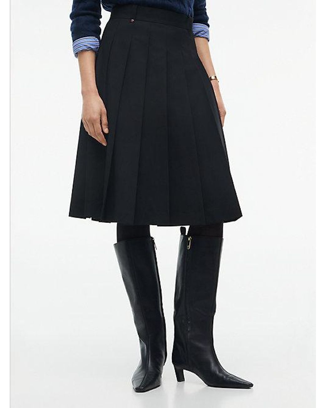 Tommy Hilfiger Blue Metal Flag Pleated Skirt