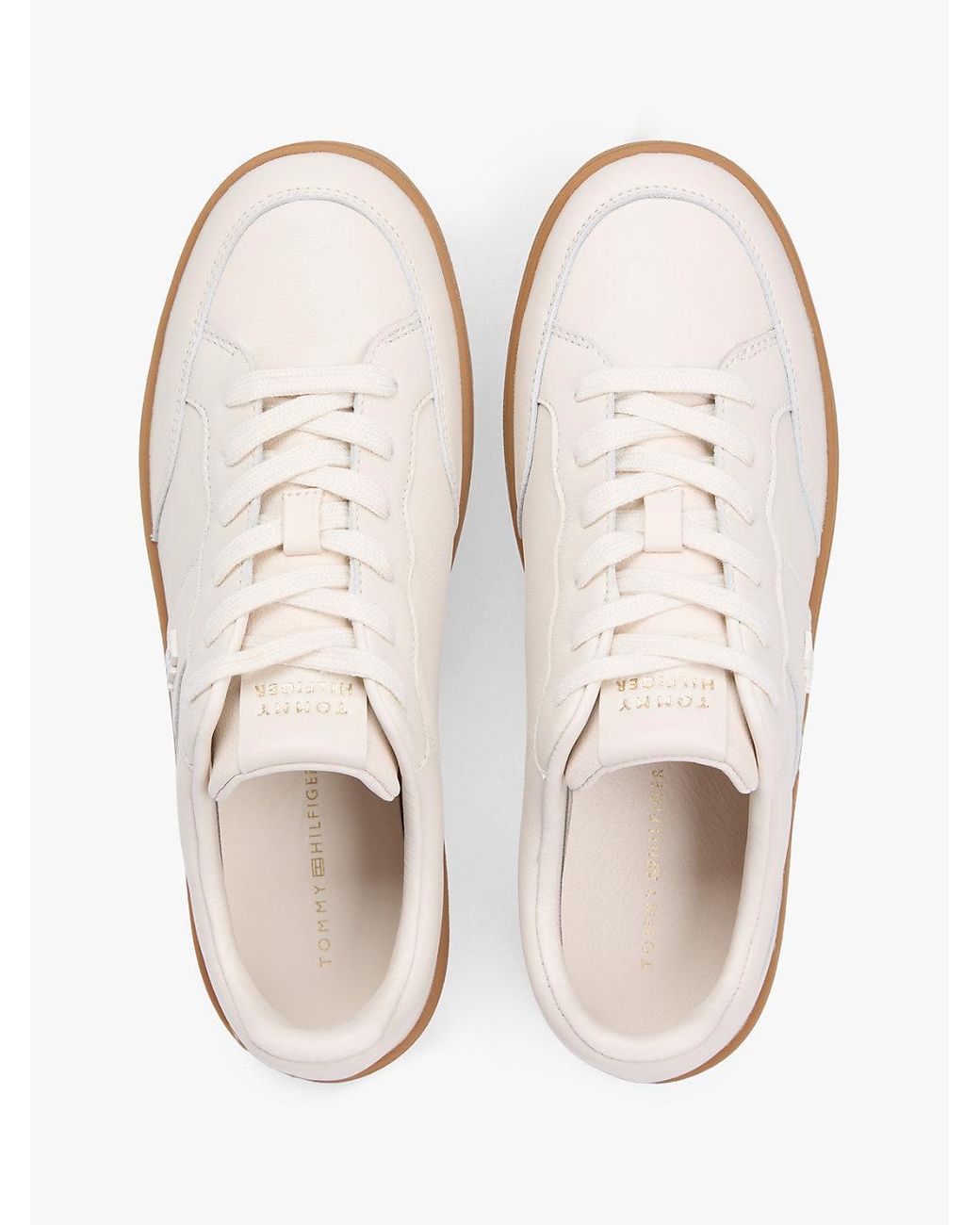 Tommy Hilfiger White Th Monogram Leather Court Trainers