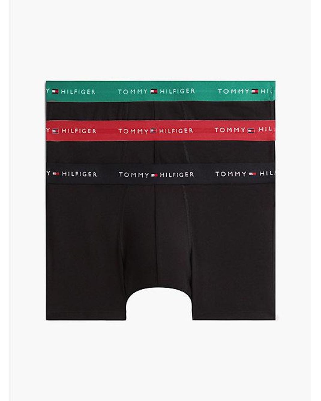 Tommy Hilfiger Black 3 Pack Signature Logo Contrast Waistband Trunks for men