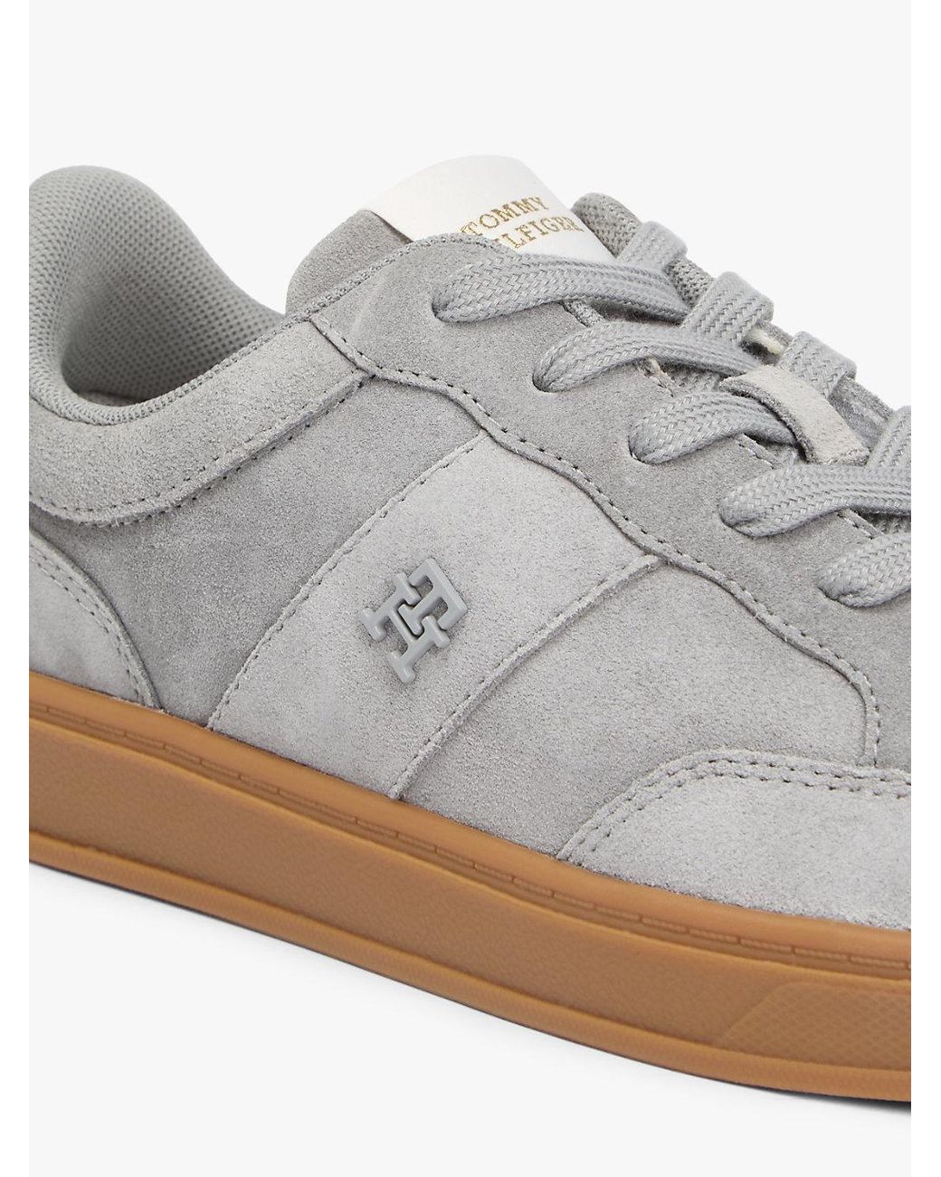 Tommy Hilfiger White Th Monogram Suede Court Trainers