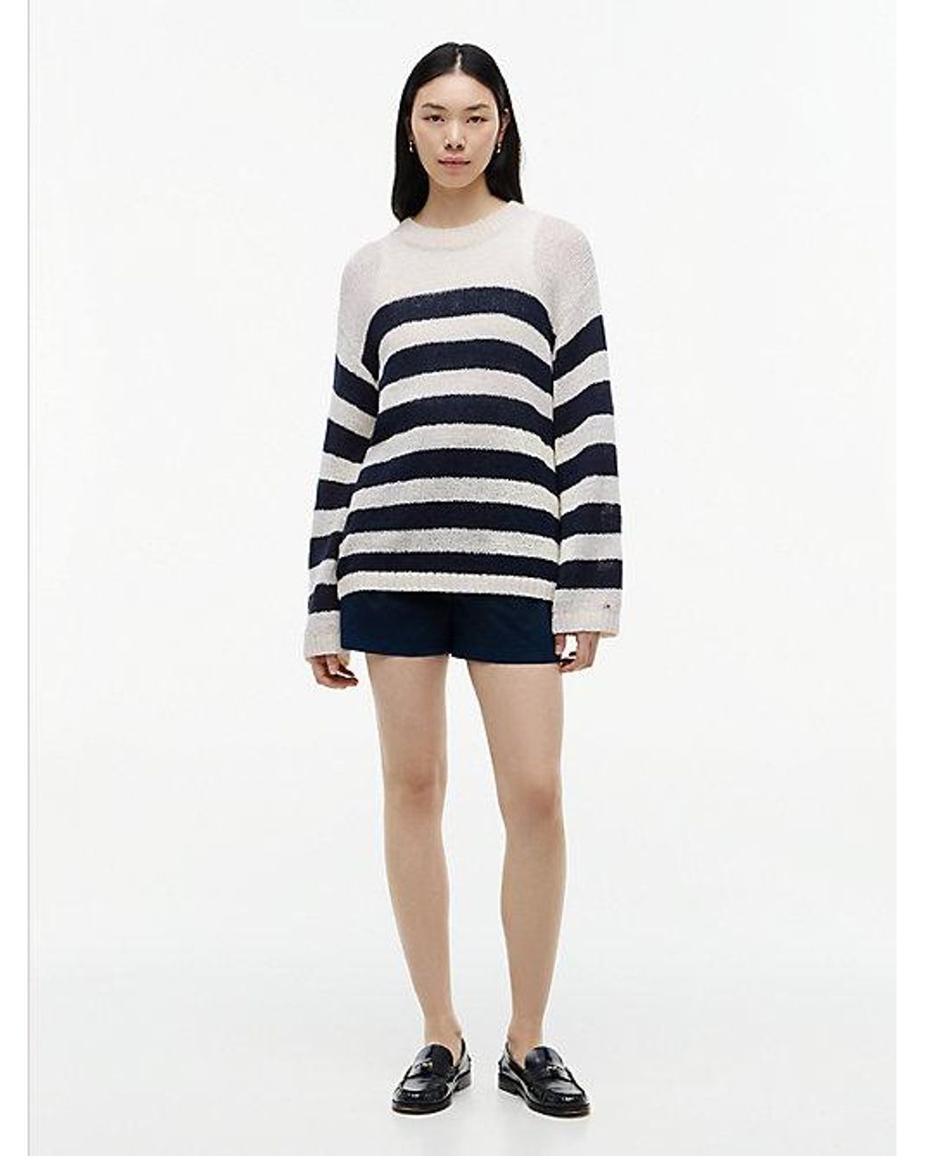 Tommy Hilfiger Blue Stripe Relaxed Crew Neck Jumper