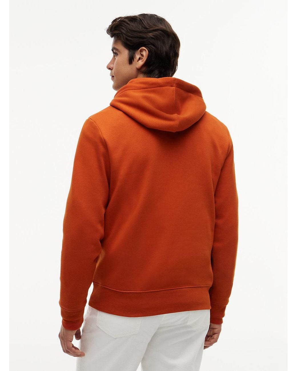 Tommy Hilfiger Orange Logo Embroidery Fleece Hoody for men
