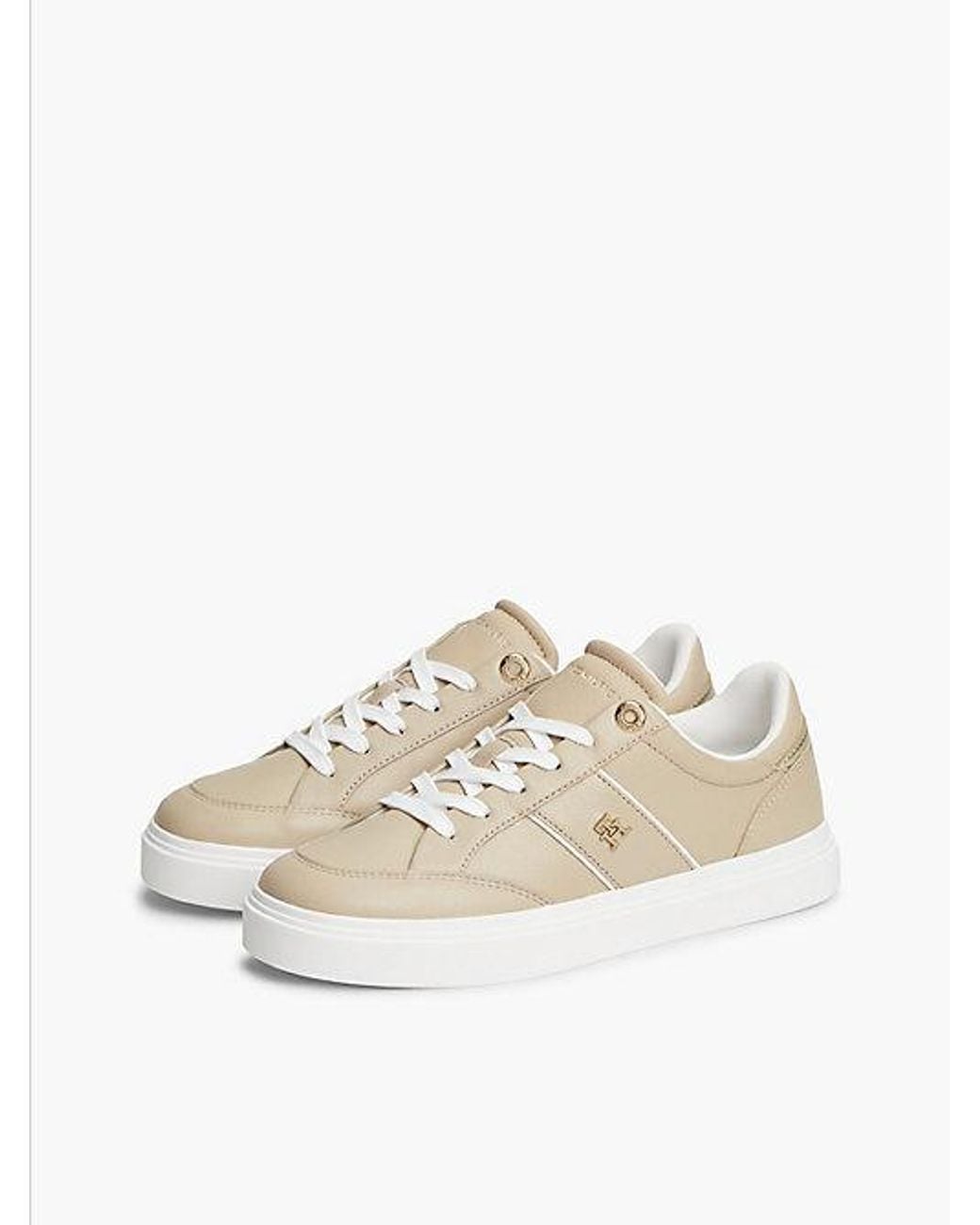Tommy Hilfiger White Pebble Grain Leather Cupsole Trainers
