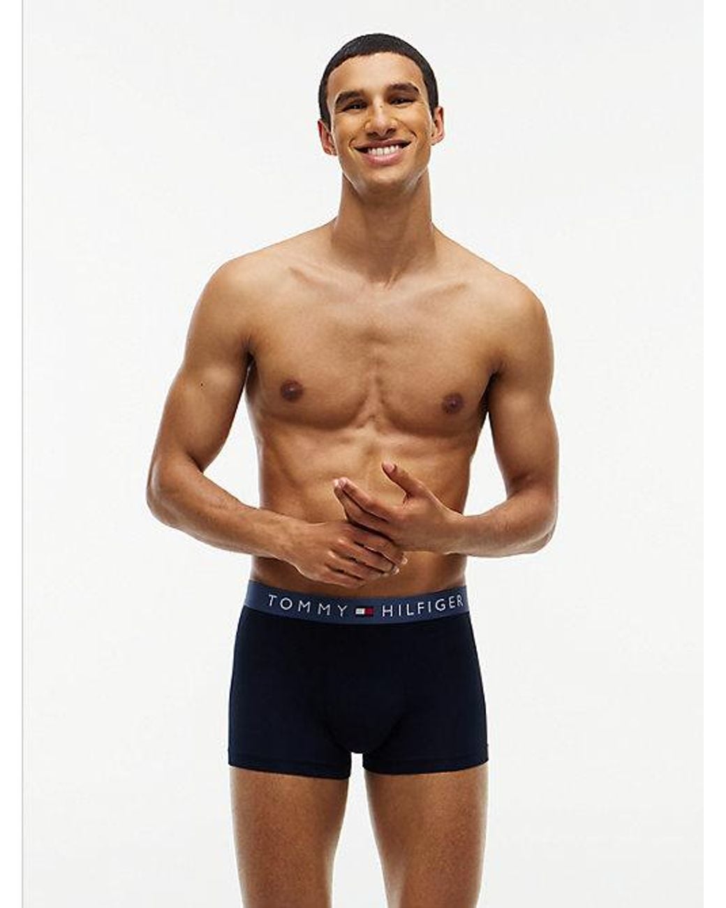 Tommy Hilfiger Blue 3 Pack Th Original Logo Waistband Trunks for men