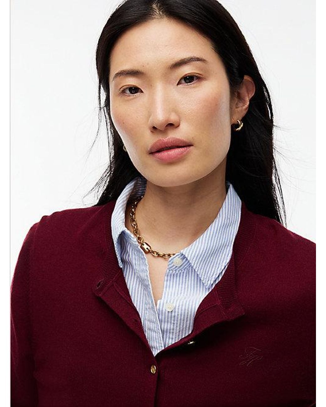 Tommy Hilfiger Red Pure Wool Tone Button Cardigan
