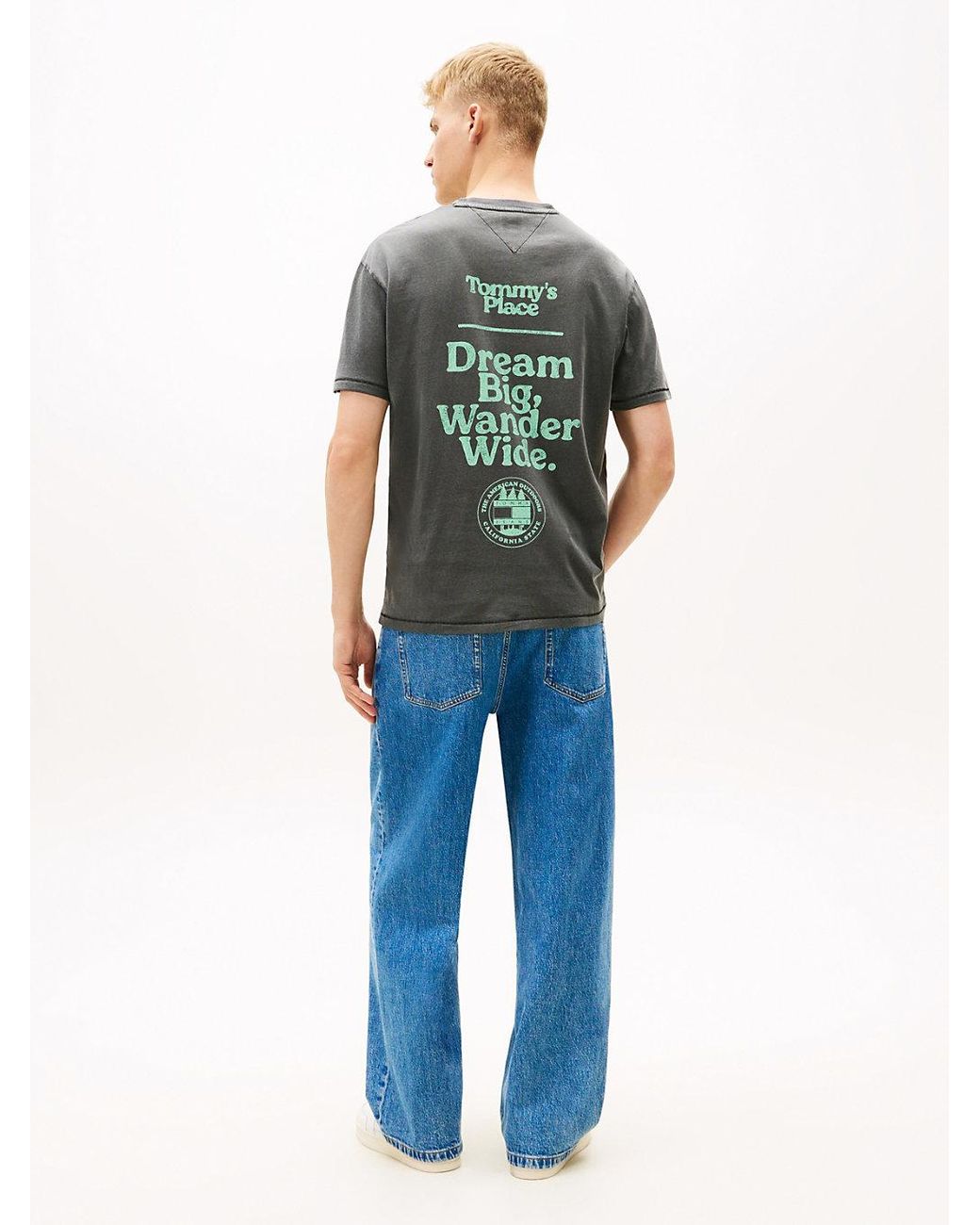Tommy Hilfiger Gray Back Slogan Textured Relaxed T-Shirt for men