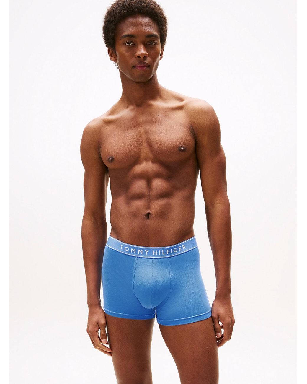 Tommy Hilfiger Blue 3-pack Essential Repeat Logo Waistband Trunks for men