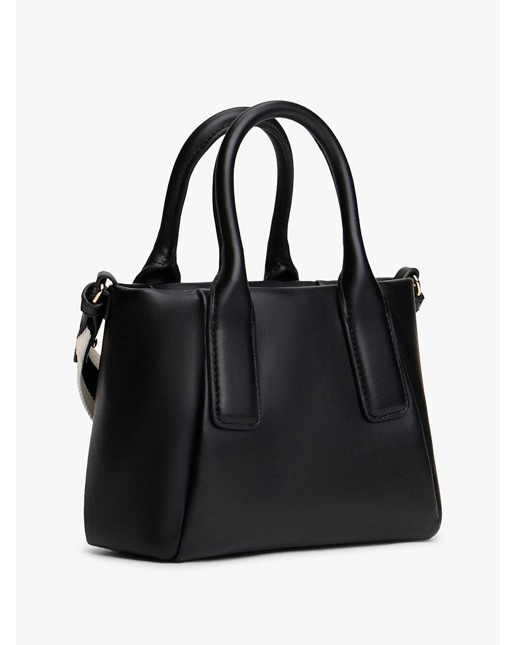Tommy Hilfiger Black Essential Metallic Logo Crossbody Tote Bag