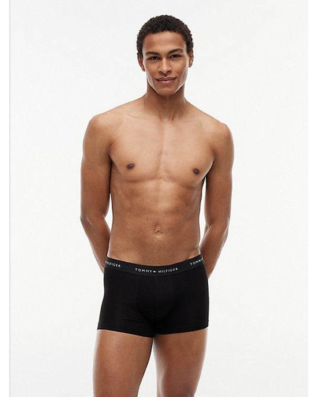 Tommy Hilfiger Black 3-Pack Signature Logo Contrast Waistband Trunks for men