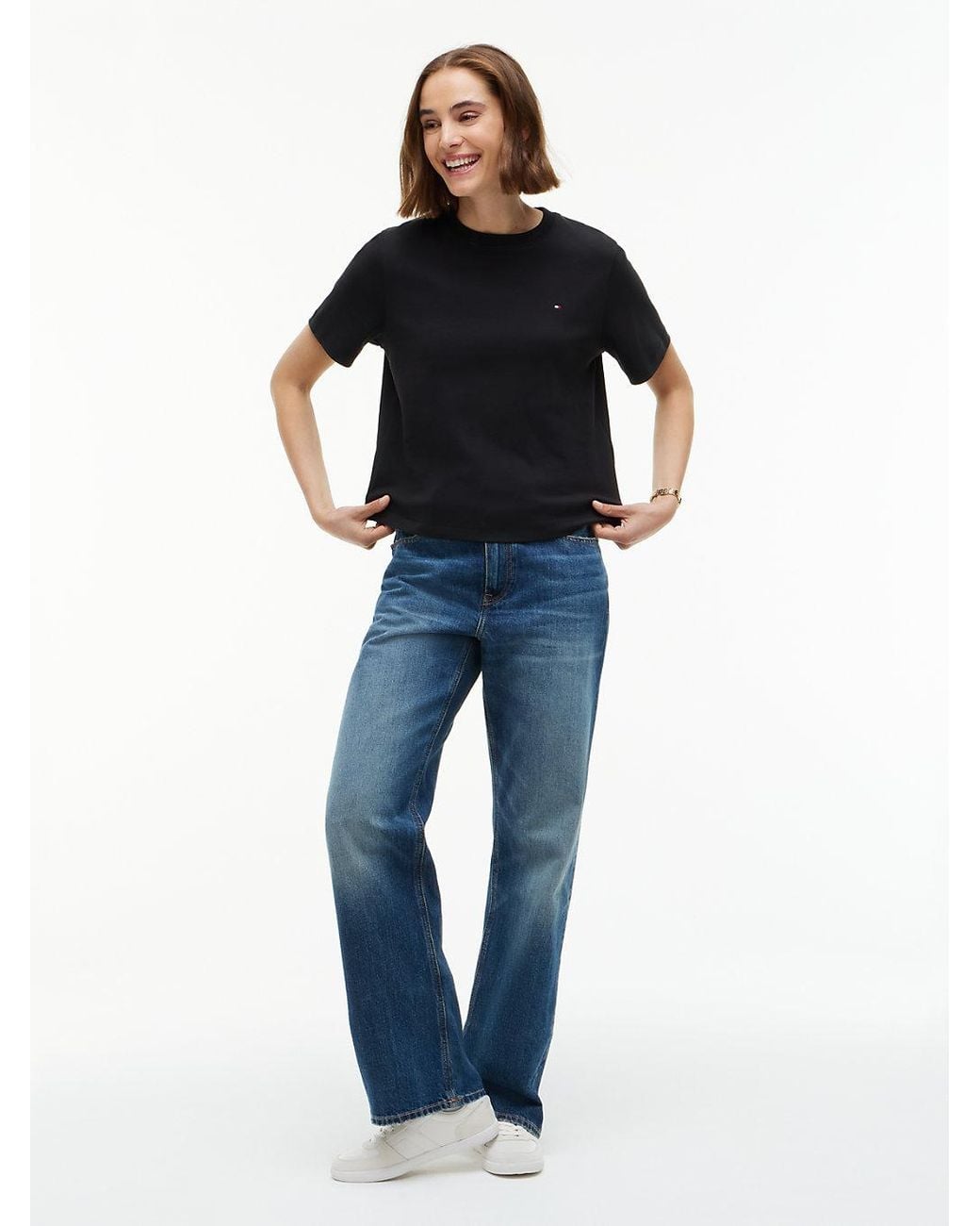 Tommy Hilfiger Black Interlock Knit Boxy Crew Neck T-Shirt