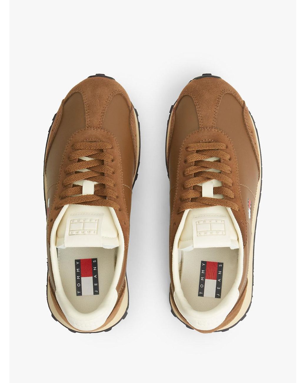 Tommy Hilfiger White Archive Retro Trainers With Leather