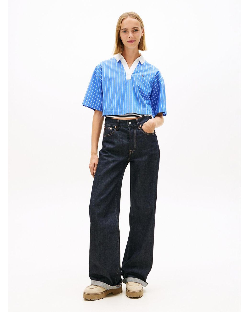 Tommy Hilfiger Blue Relaxed Fit Popover Short Sleeve Shirt