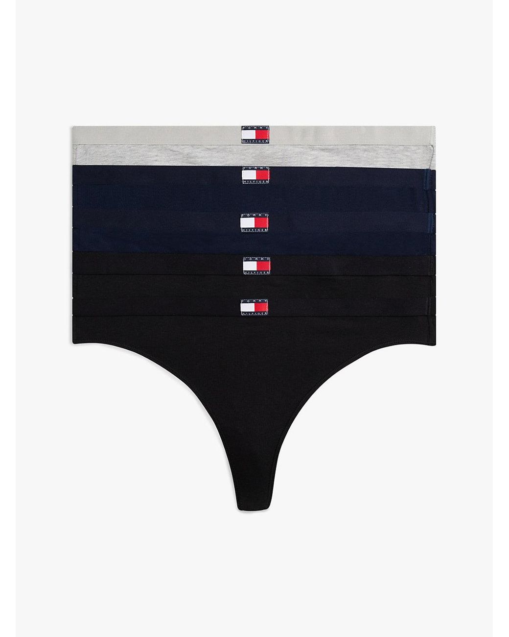 Tommy Hilfiger Black 5-Pack Heritage Logo Thongs