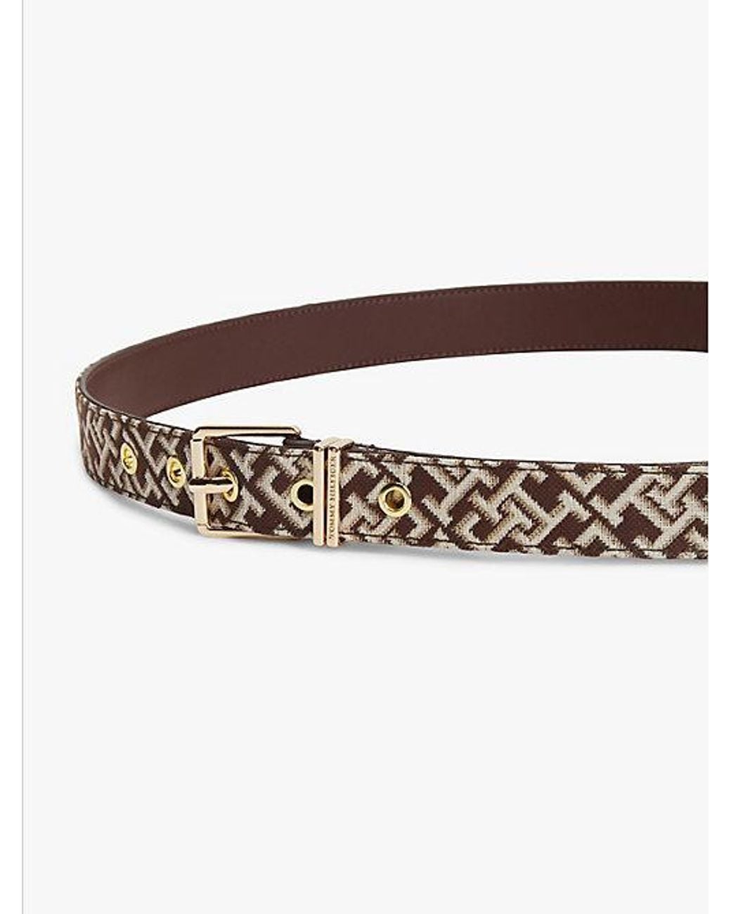 Tommy Hilfiger Green Jacquard Double Keeper Square Buckle Belt